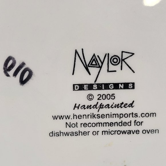 Handpainted Decorative Plate - 2005 - Artist = Naylor - Cat Enjoying Wine - Picture 3 of 3